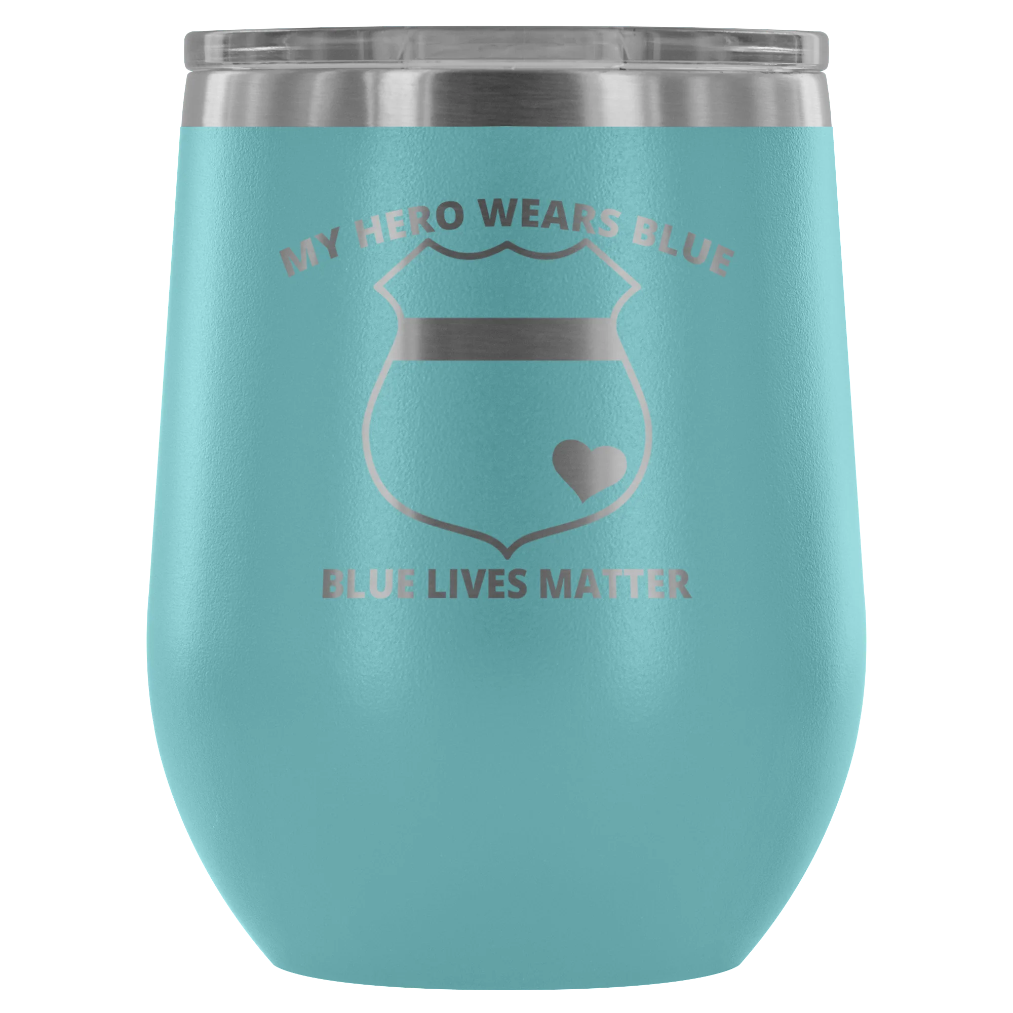 My Hero Wears Blue Wine Tumbler - Image 4