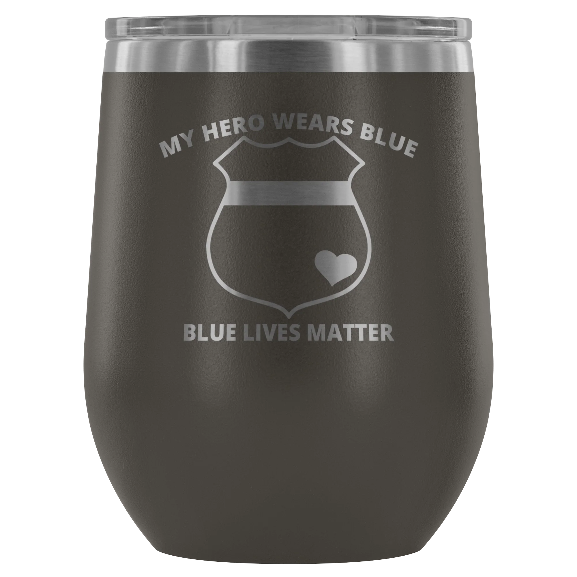 My Hero Wears Blue Wine Tumbler - Image 7