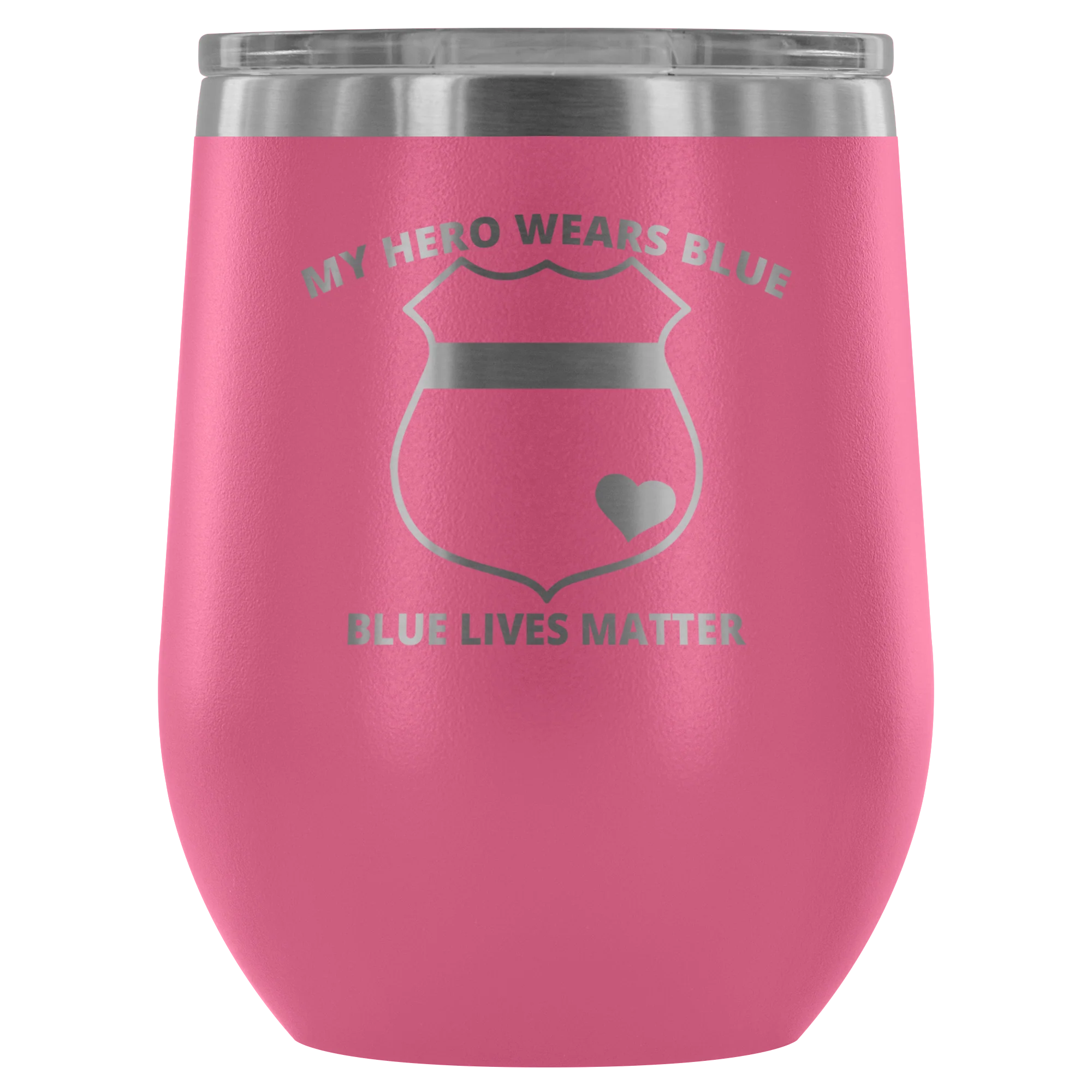 My Hero Wears Blue Wine Tumbler - Image 8