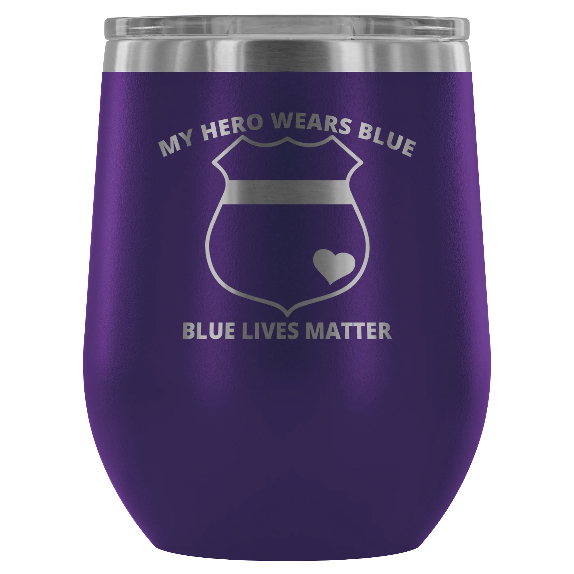 My Hero Wears Blue Wine Tumbler - Image 9