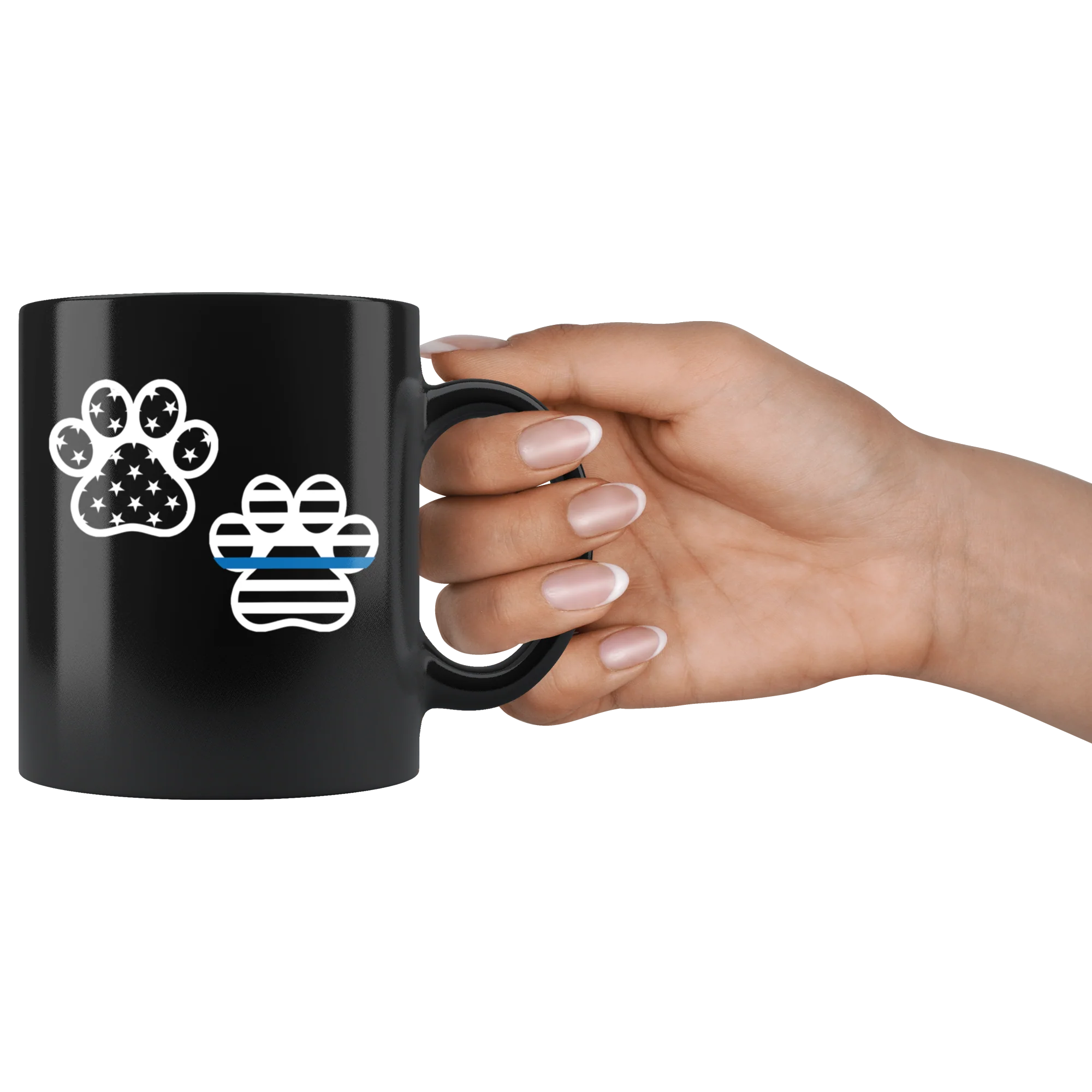 Patriot Paws Thin Blue Line Mug - Black - Image 3