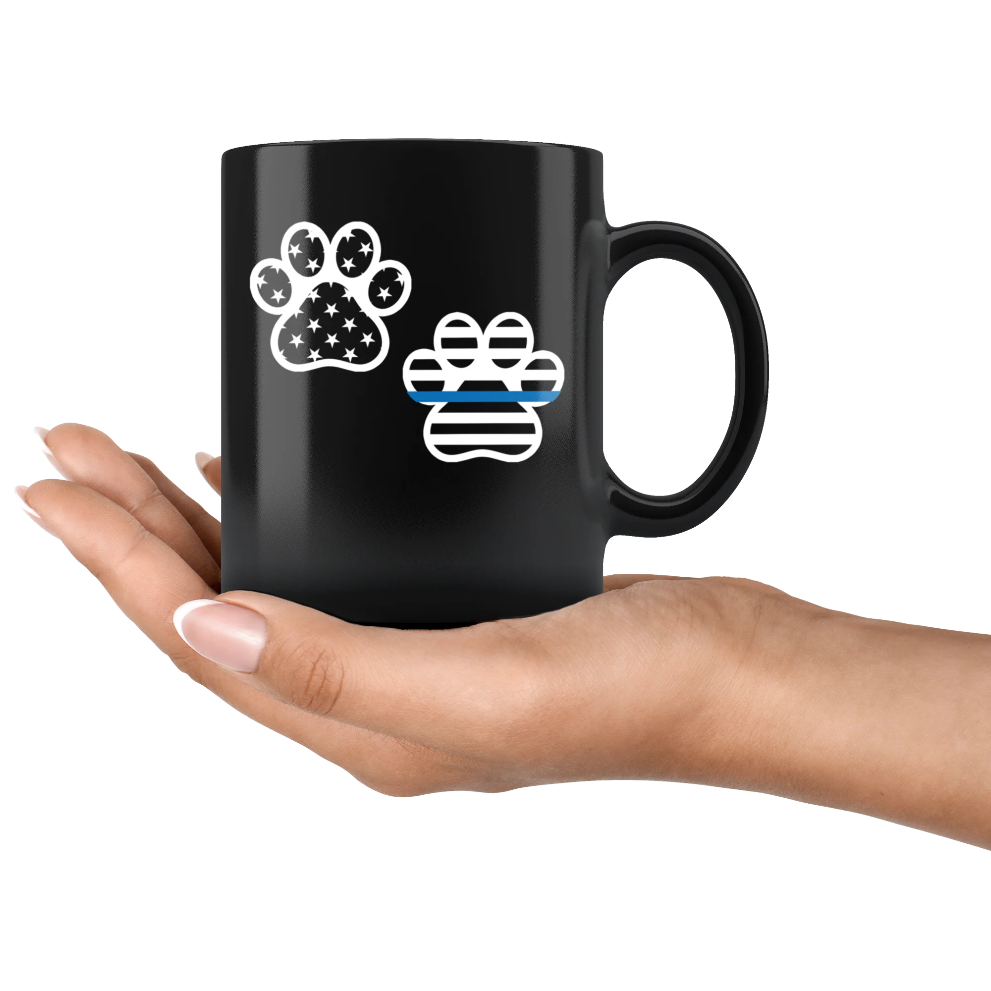 Patriot Paws Thin Blue Line Mug - Black - Image 4