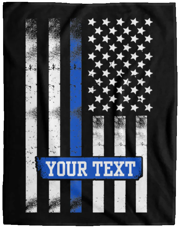 Personalized Thin Blue Line USA Flag Blanket - Image 3