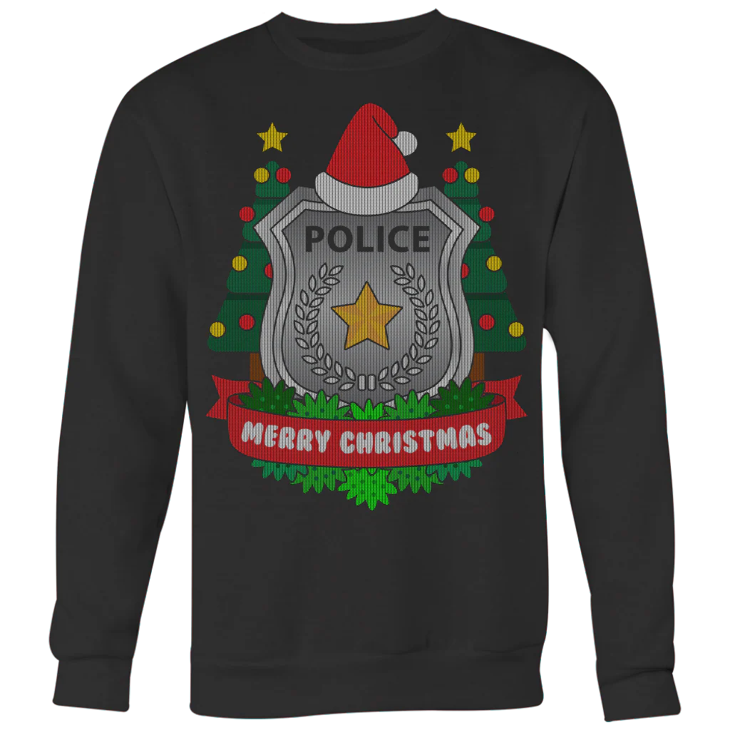 Police Badge Ugly Christmas Shirts & Sweaters