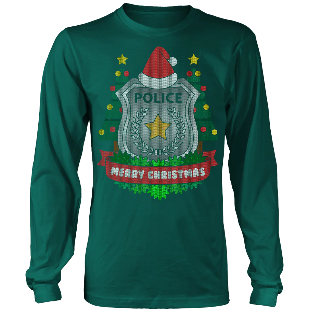 Police Badge Ugly Christmas Shirts & Sweaters - Image 5