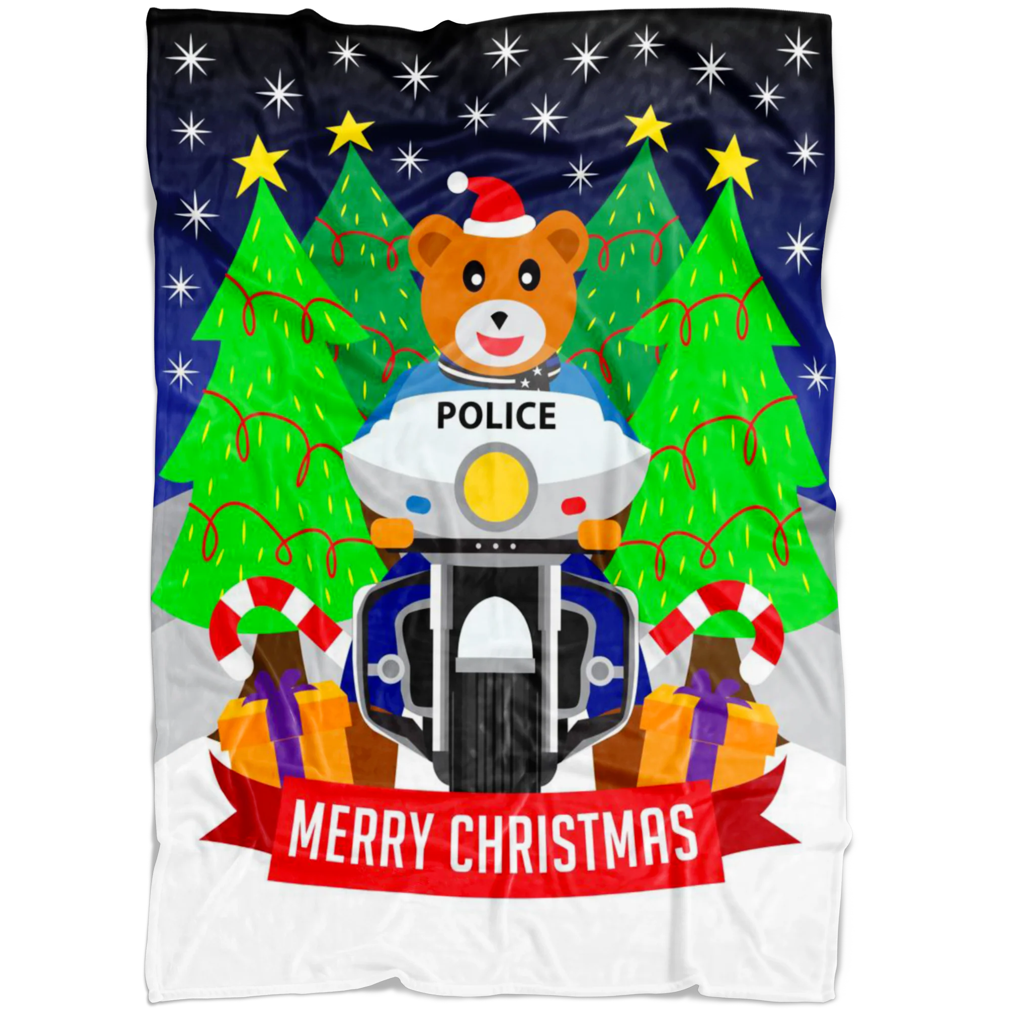 Police Bike Christmas Blanket