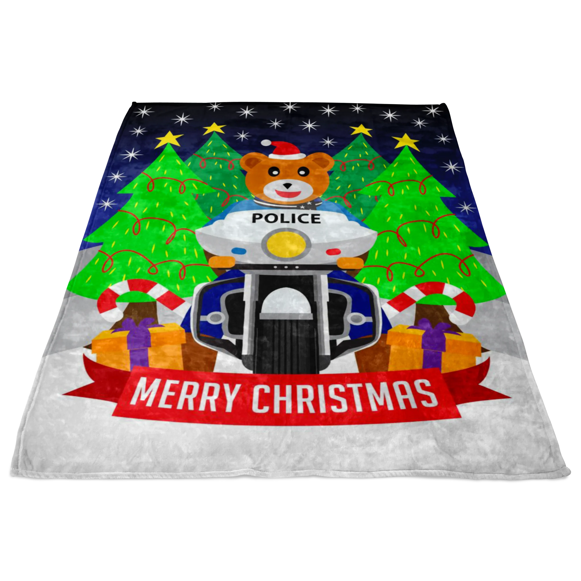 Police Bike Christmas Blanket - Image 2
