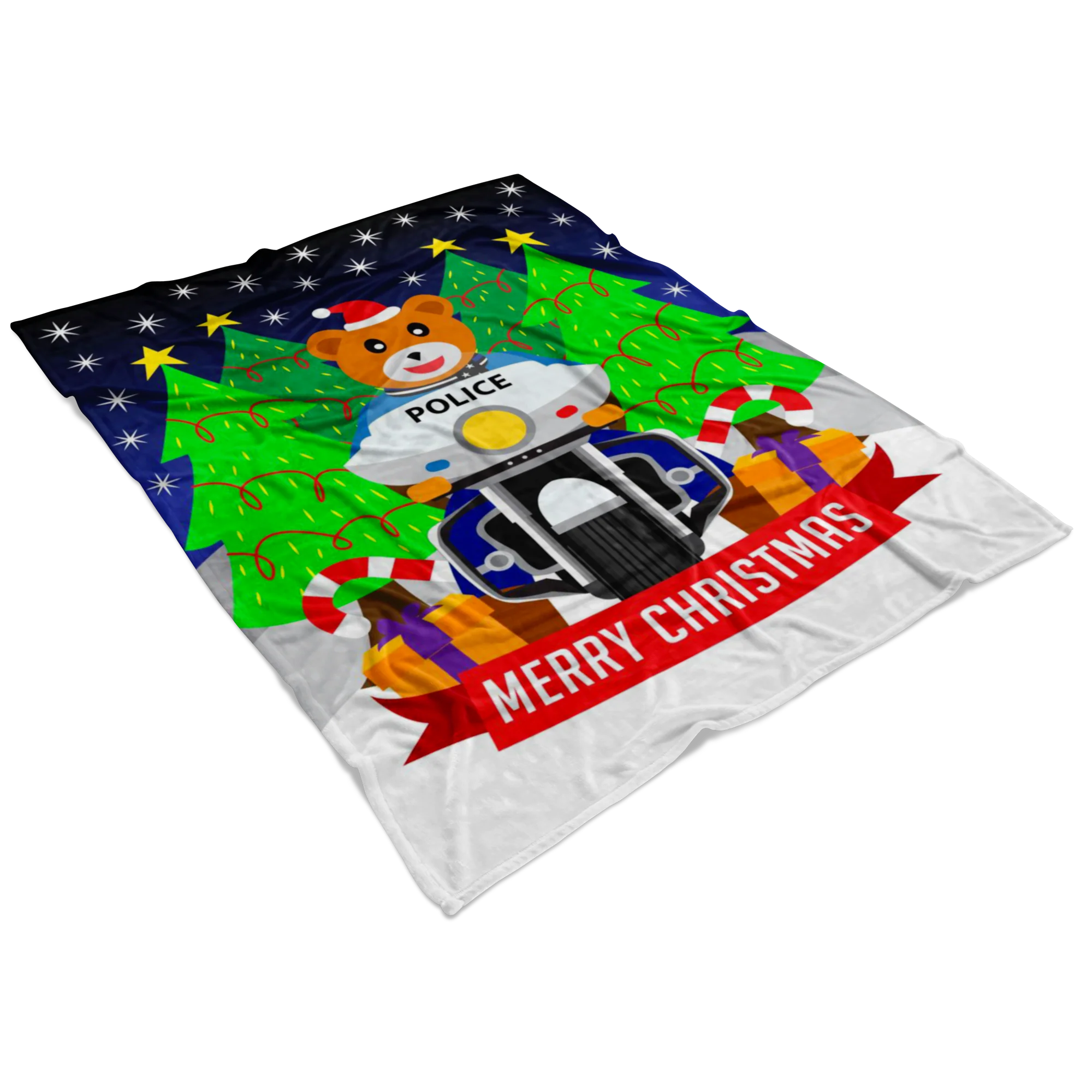 Police Bike Christmas Blanket - Image 3