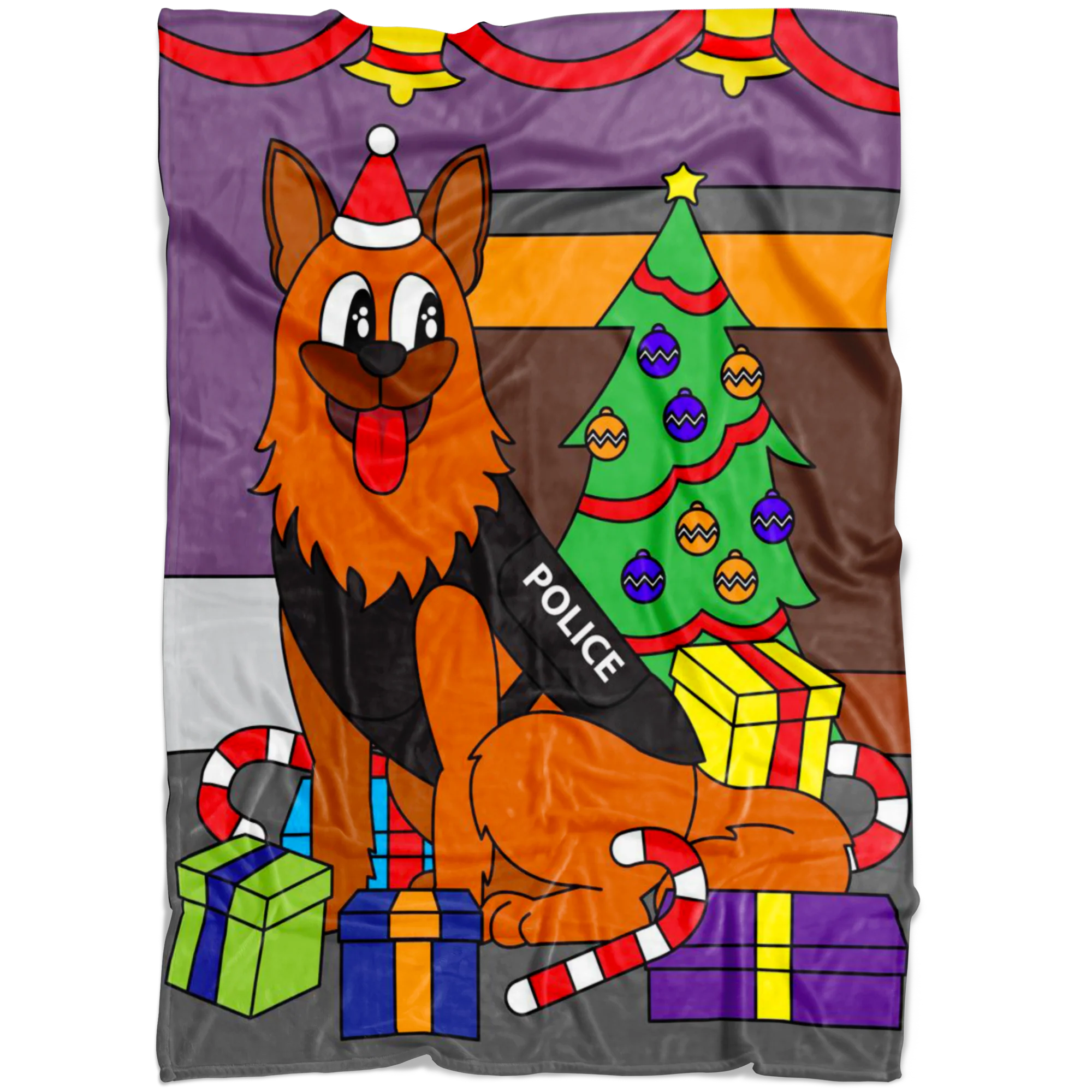 Police Dog Christmas Blanket