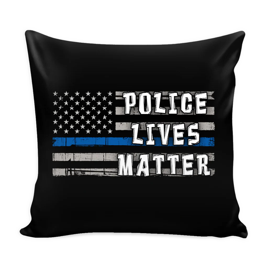 Police Lives Matter Blue Line American Flag Pillow Cover