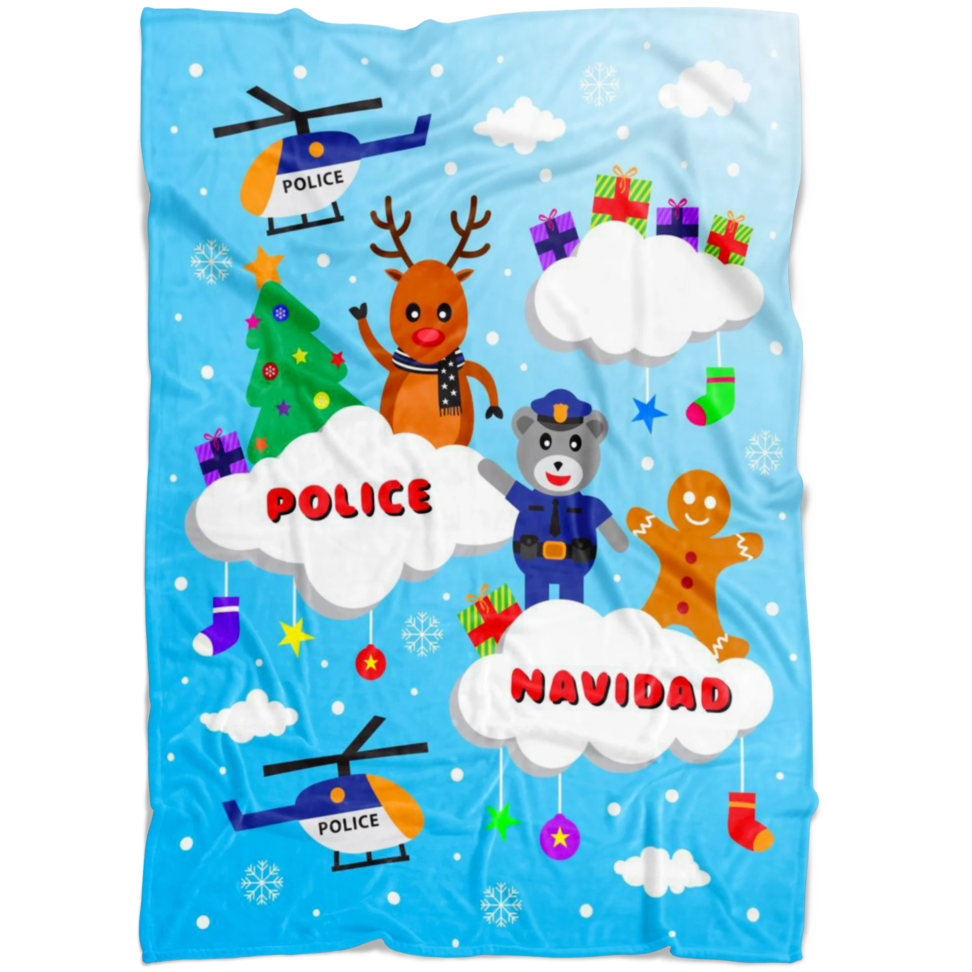 Police Navidad Christmas Blanket