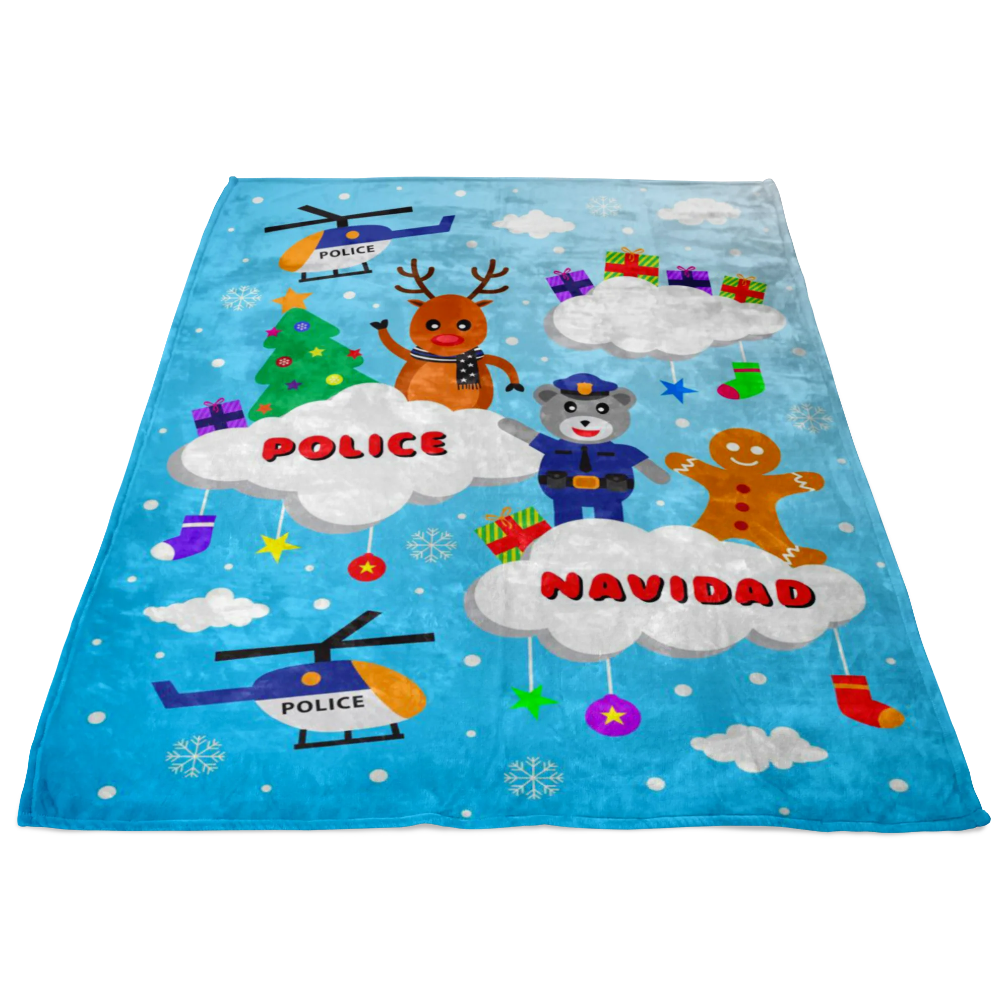 Police Navidad Christmas Blanket - Image 2