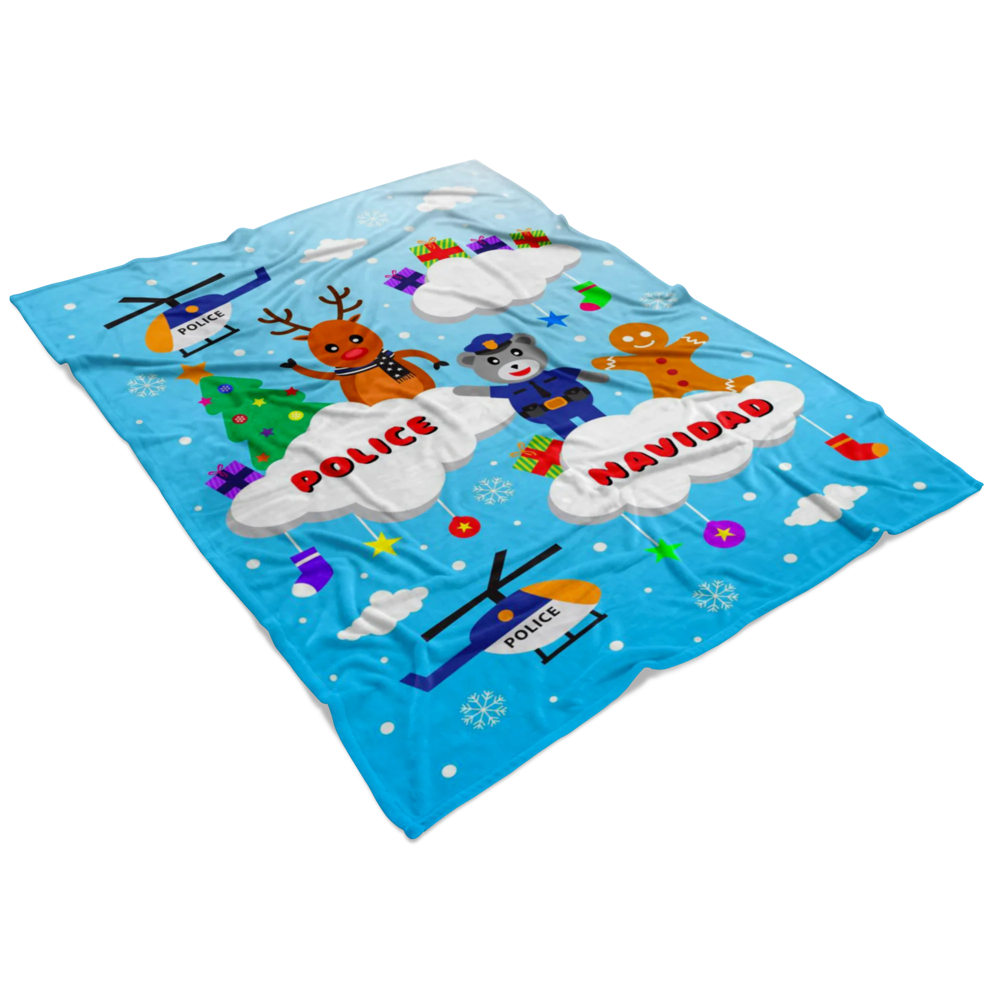 Police Navidad Christmas Blanket - Image 3