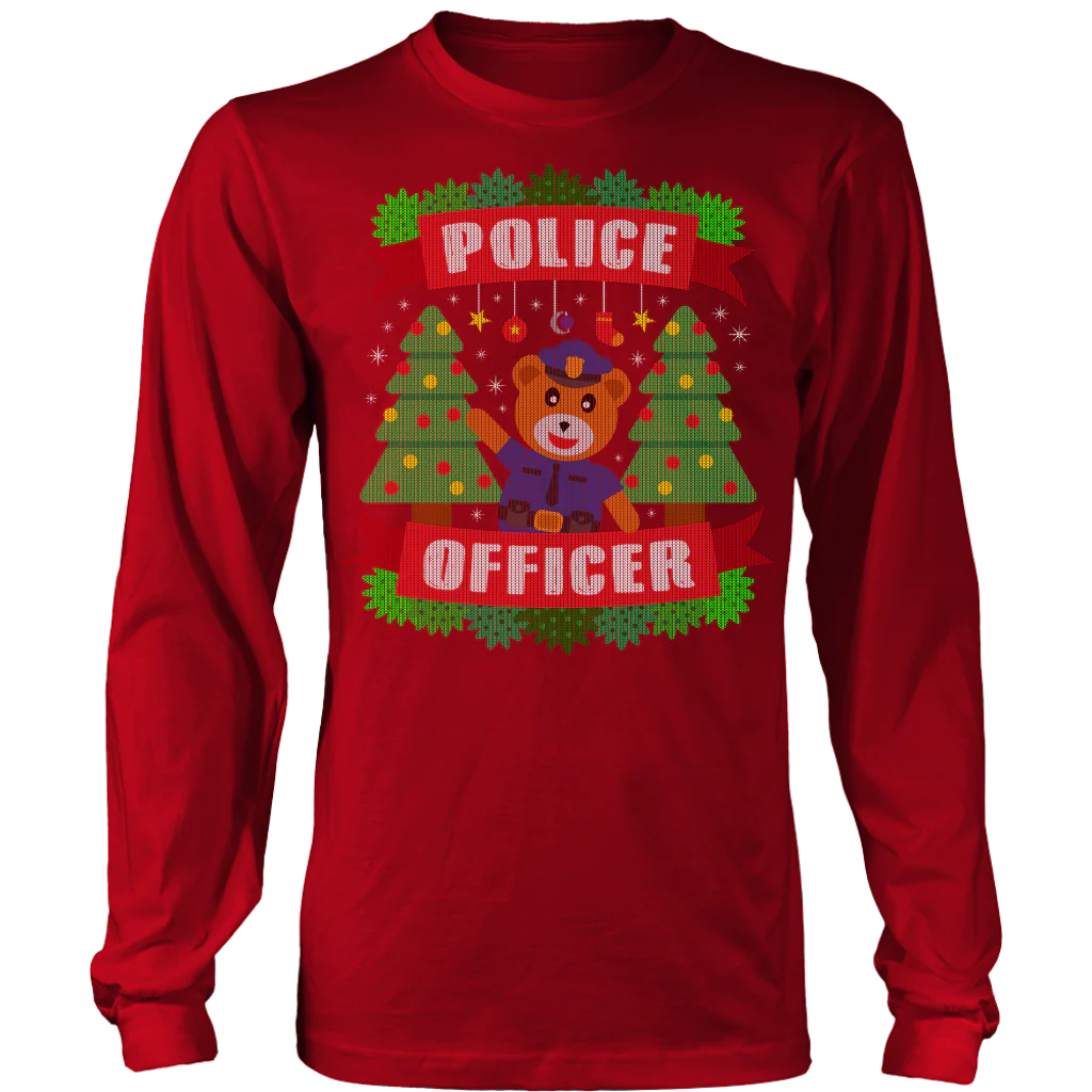 Police Officer Bear Ugly Christmas Shirts & Sweaters - Image 7