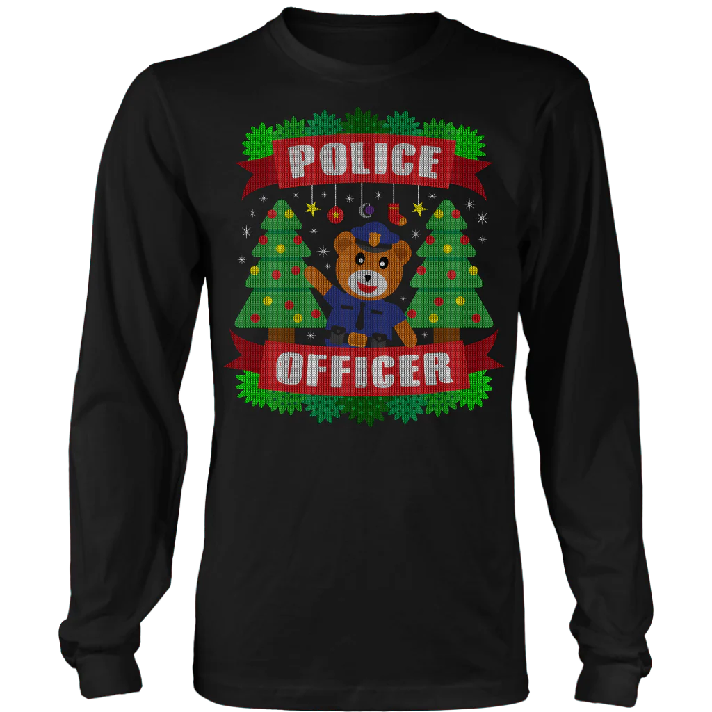 Police Officer Bear Ugly Christmas Shirts & Sweaters - Image 9