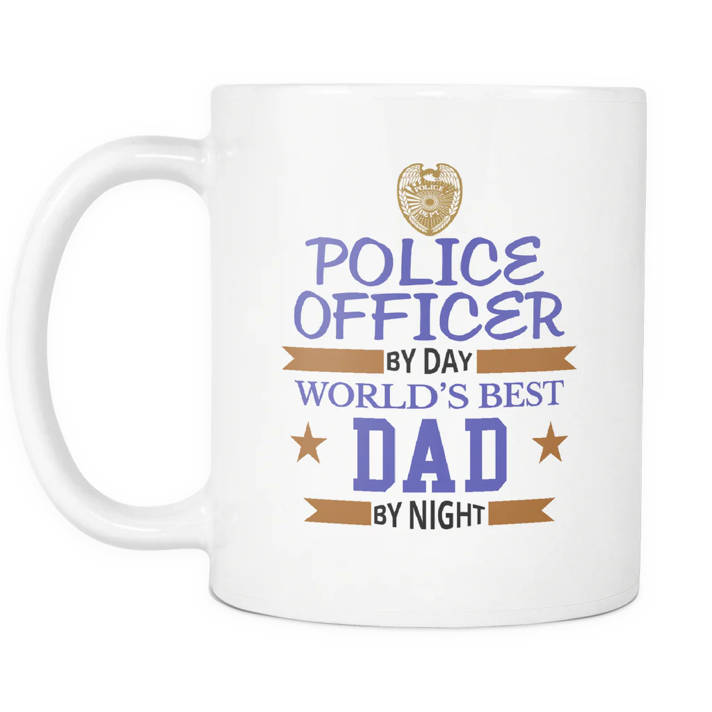 Police Officer By Day World's Best Dad By Night-Mug - Image 2