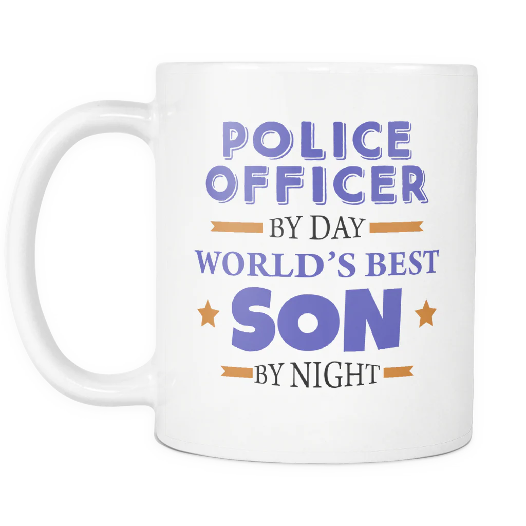 Police Officer By Day Worlds Best Dad, Mom, Son Mug - Image 9