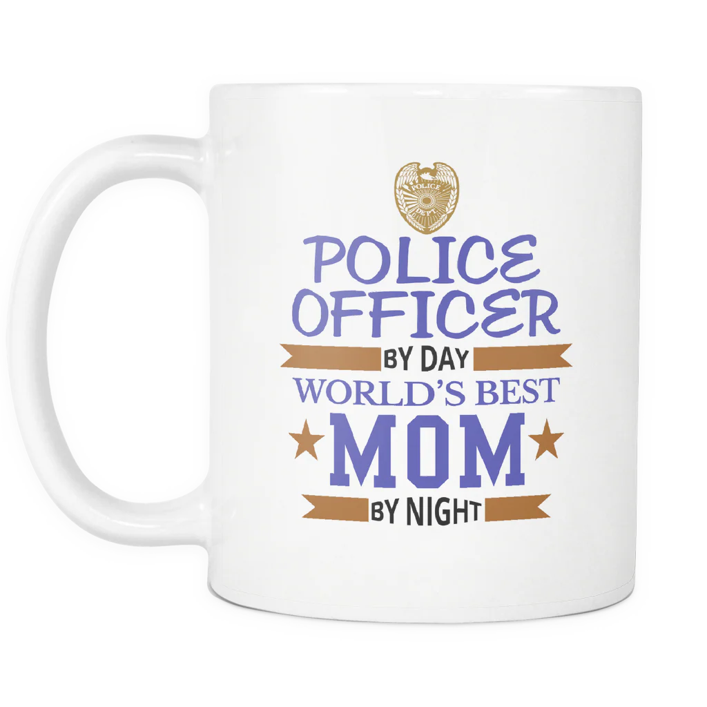 Police Officer By Day World's Best Mom By Night - Mug - Image 2