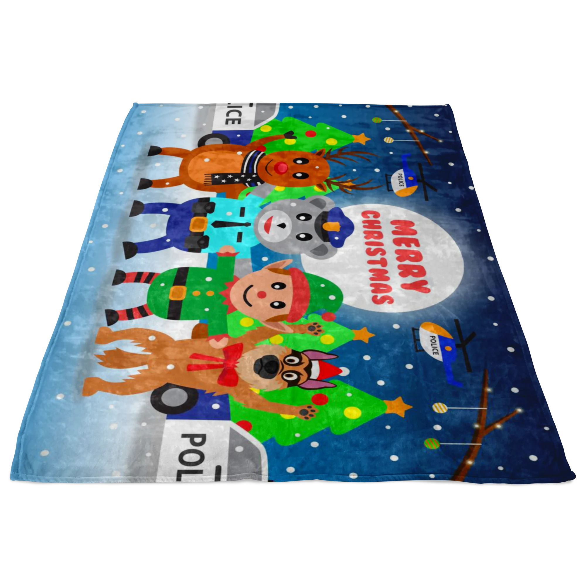 Police Santa Reindeer Christmas Blanket - Image 2