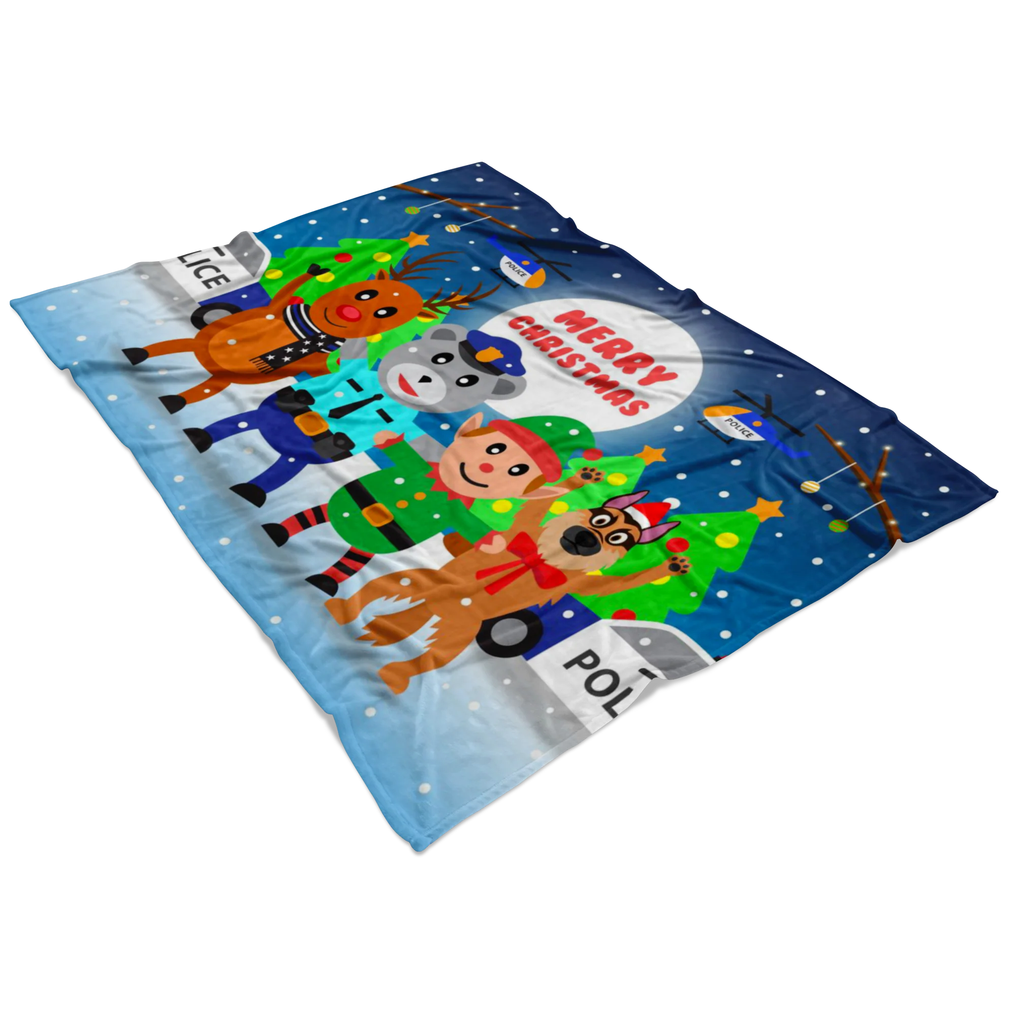 Police Santa Reindeer Christmas Blanket - Image 3
