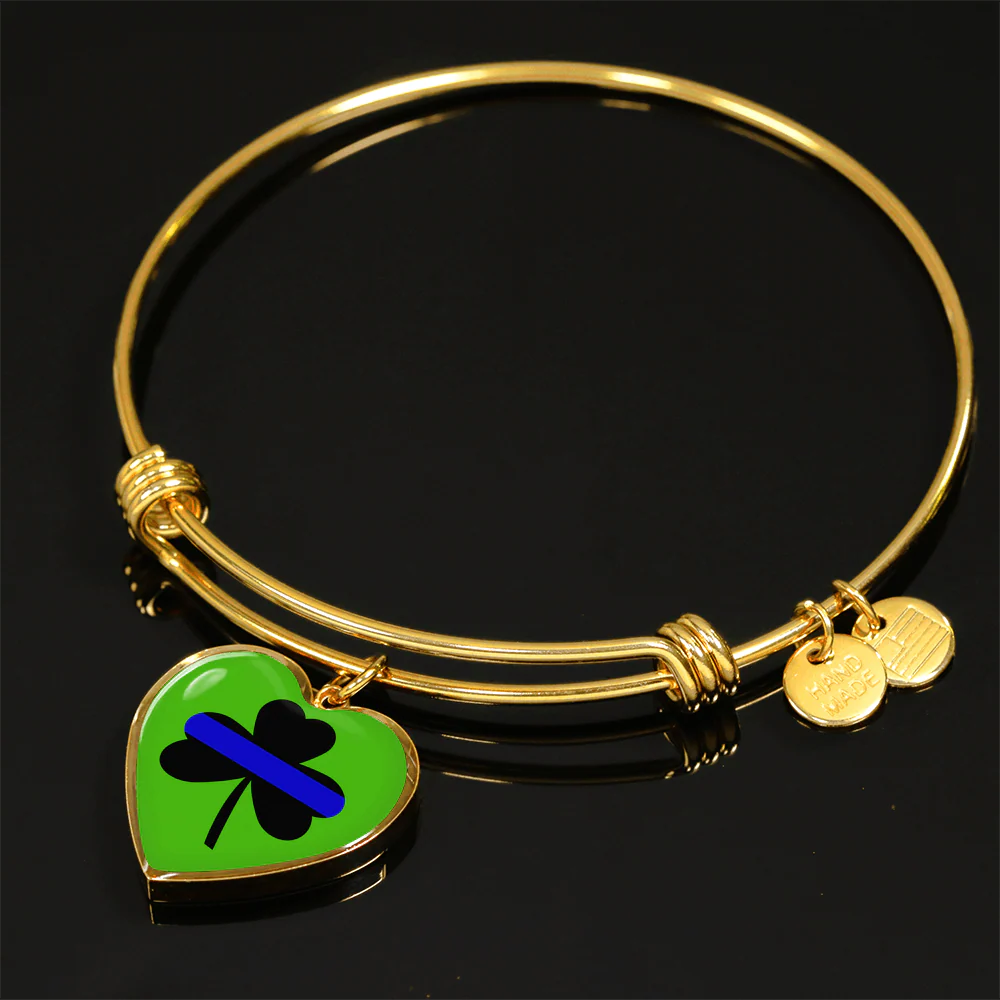 Saint Patrick's Day Shamrock Thin Blue Line Heart Luxury Necklace or Bangle - Image 6