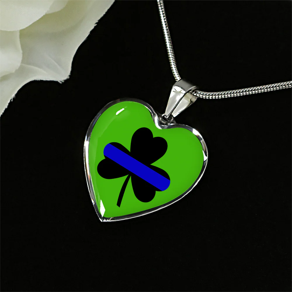 Saint Patrick's Day Shamrock Thin Blue Line Heart Luxury Necklace or Bangle - Image 7