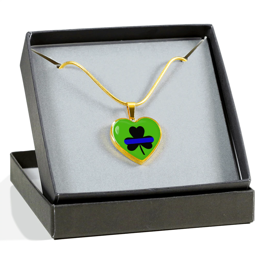 Saint Patrick's Day Shamrock Thin Blue Line Heart Luxury Necklace or Bangle - Image 8