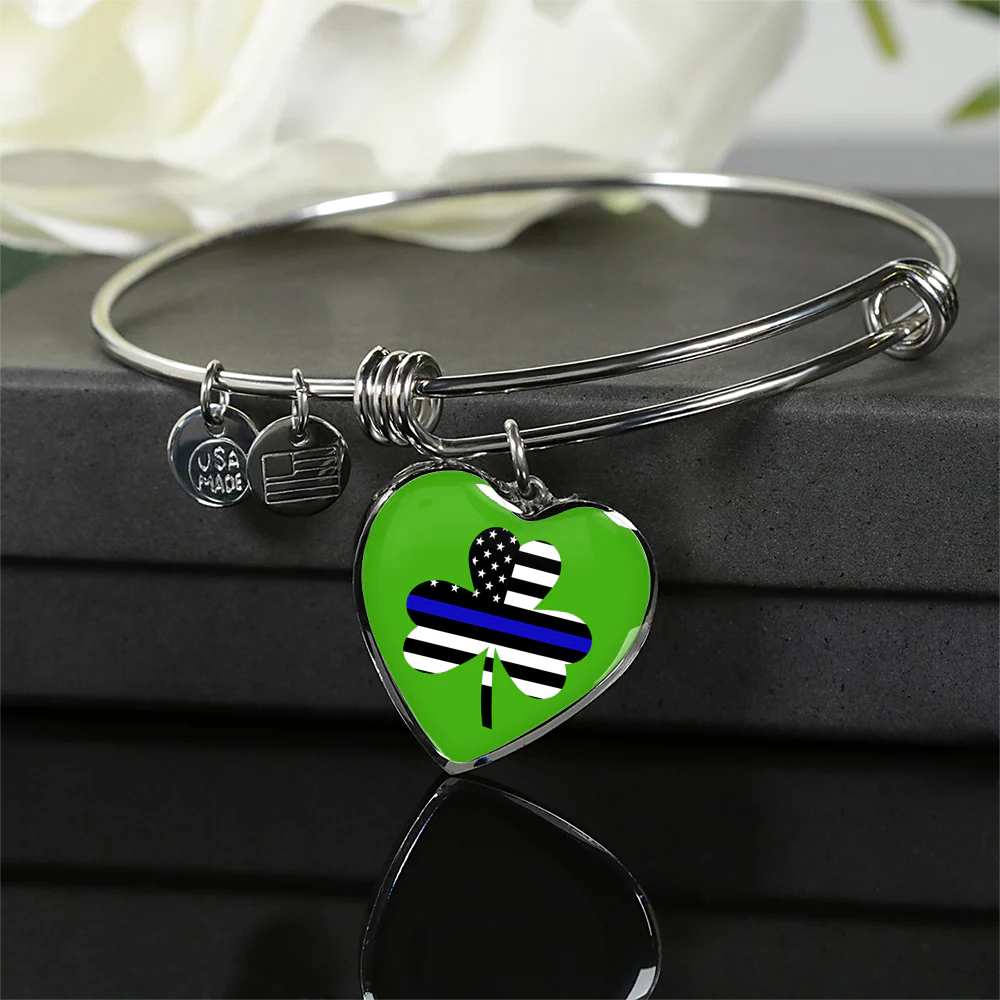 Shamrock Irish Thin Blue Line Flag Necklace or Bangle - Image 6