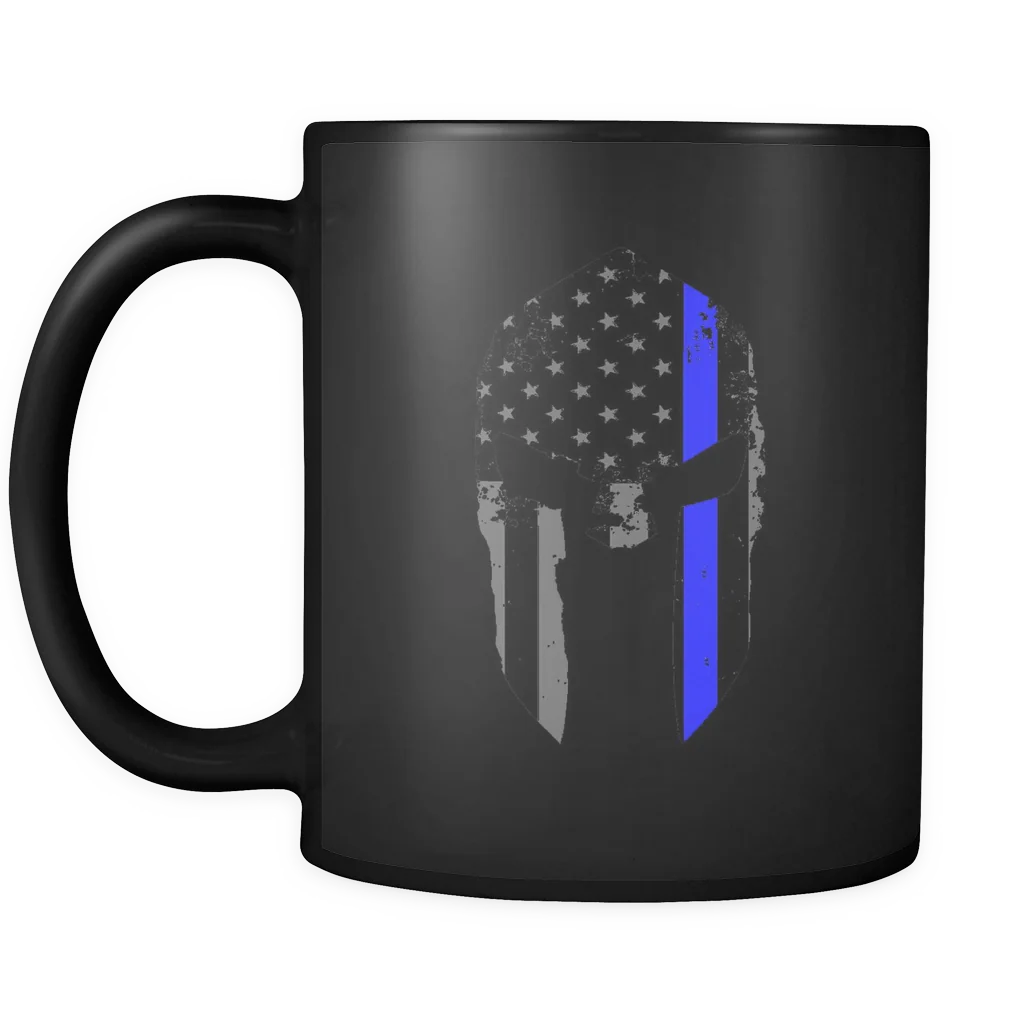 Spartan Helmet Thin Blue Line Flag Mug - Image 2