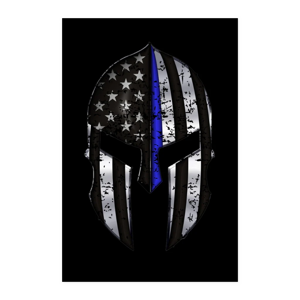 Spartan - Thin Blue Line Flag Poster - Image 2