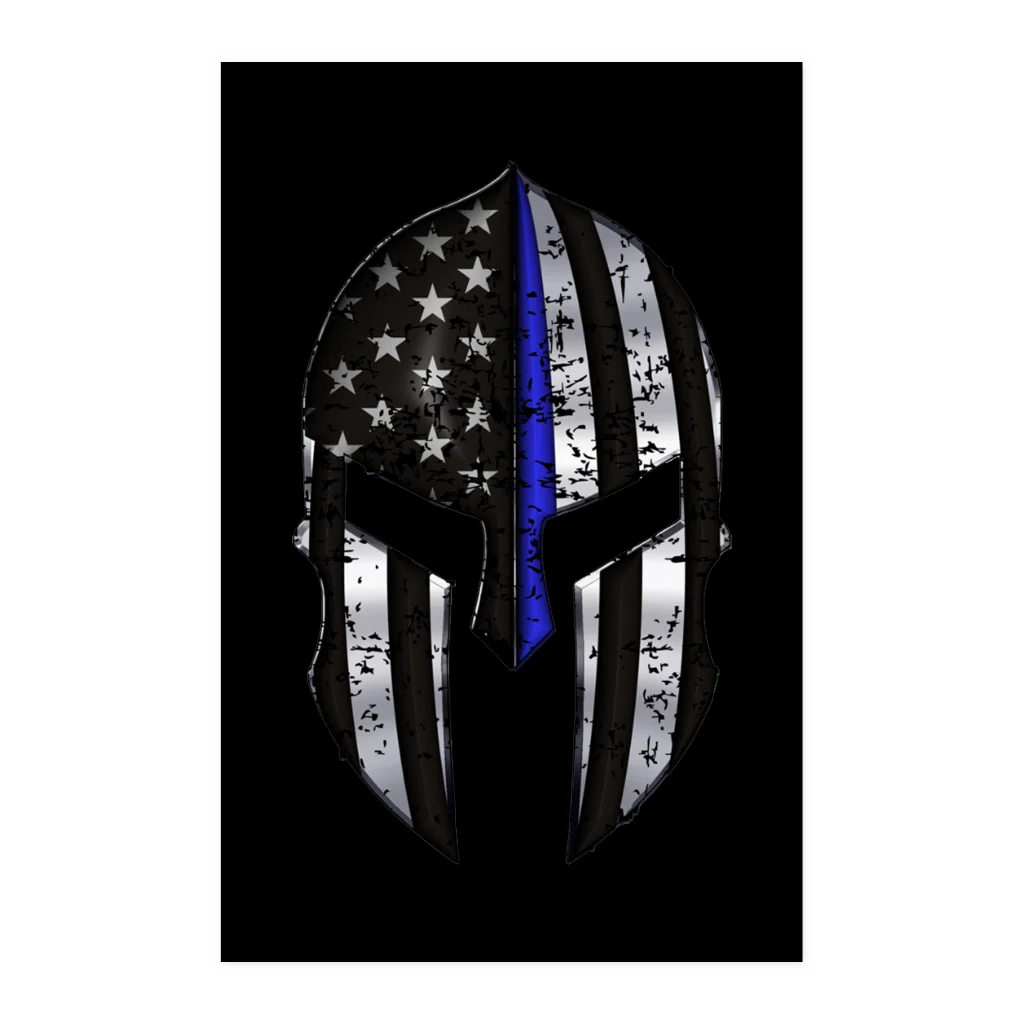 Spartan - Thin Blue Line Flag Poster - Image 3