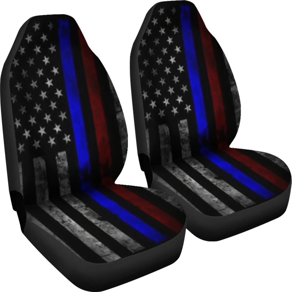Tattered Thin Blue And Red Line Flag Car Seat Covers (Set Of 2) - Image 4
