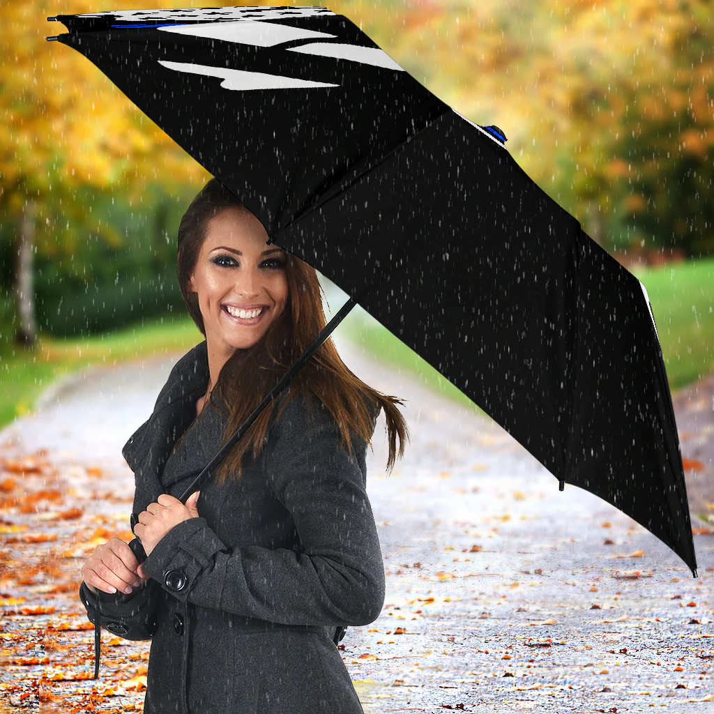 Tattered Thin Blue Line Flag Umbrella - Image 5