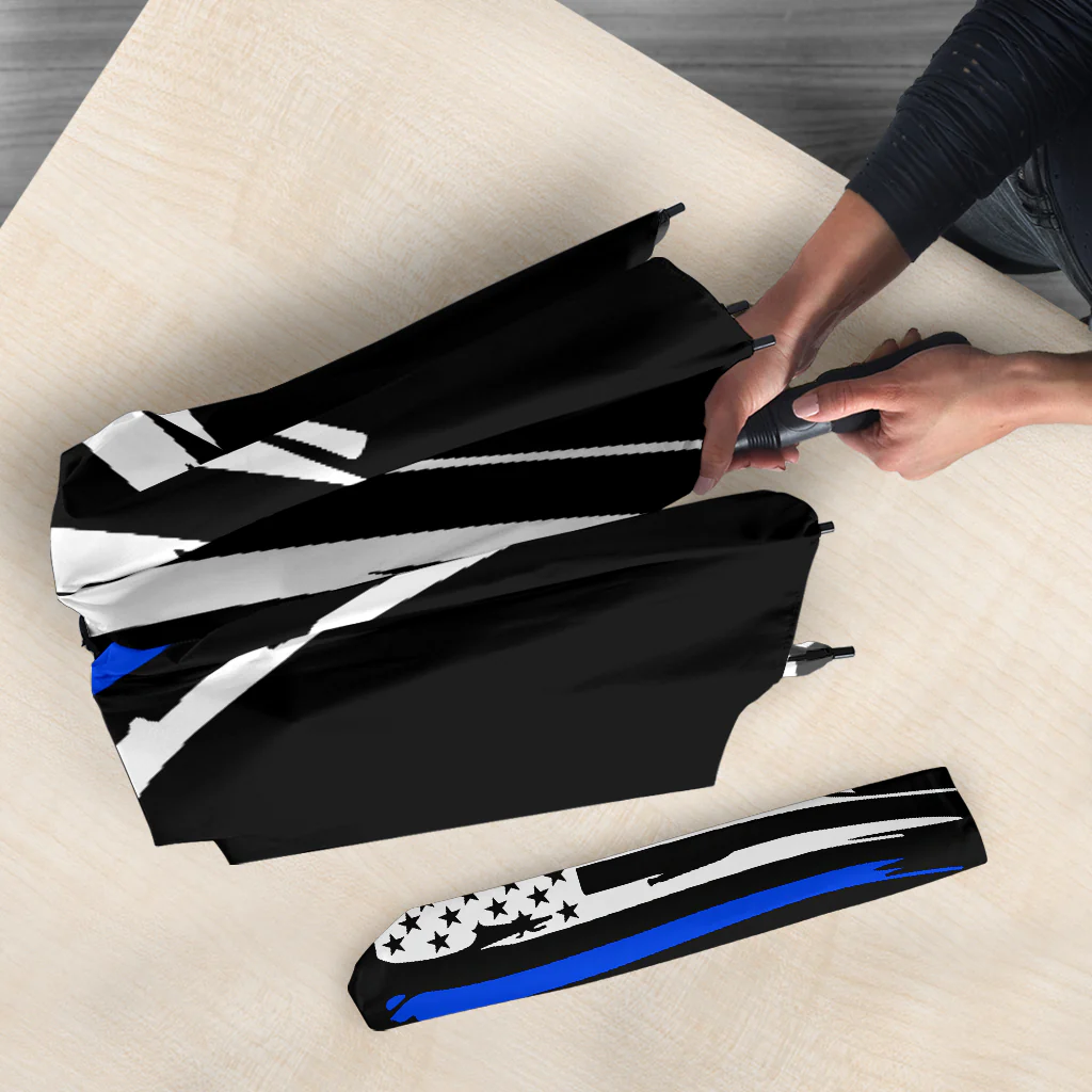 Tattered Thin Blue Line Flag Umbrella - Image 6