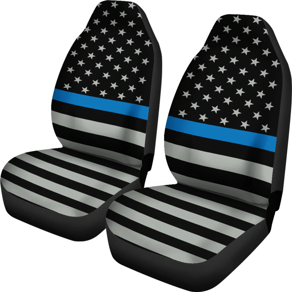 Thin Blue Line Flag Car Seat Covers (Set Of 2) - Image 2