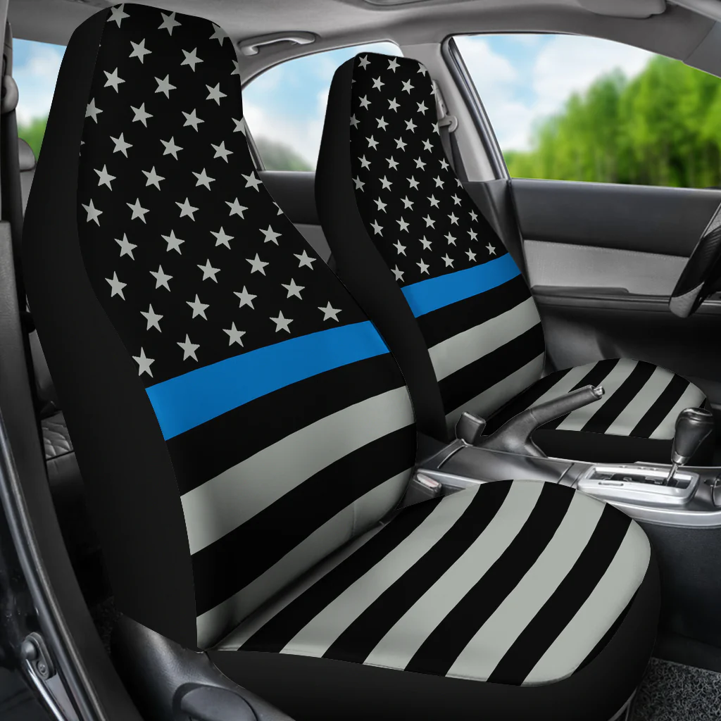 Thin Blue Line Flag Car Seat Covers (Set Of 2) - Image 3