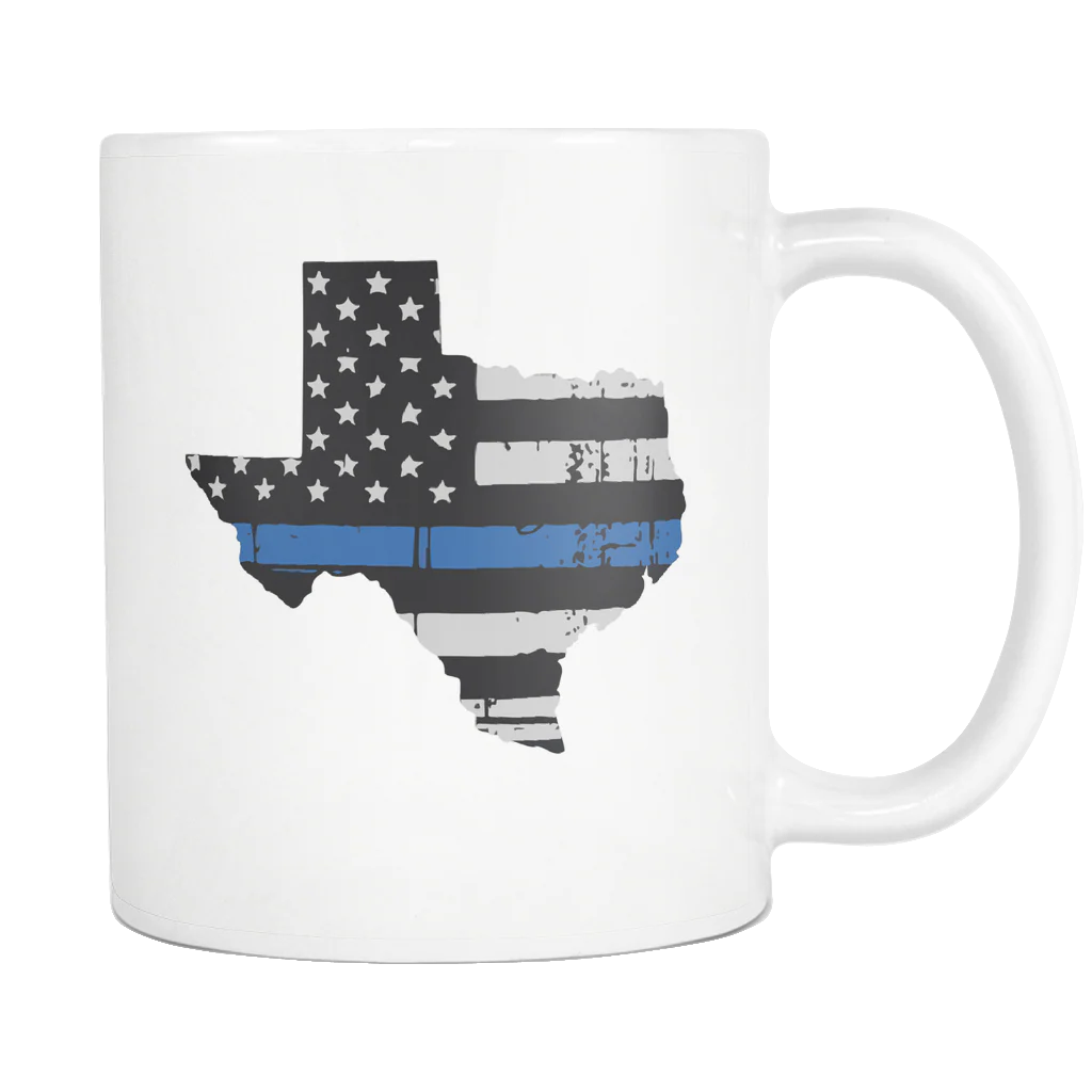 Texas Thin Blue Line American Flag - Mug