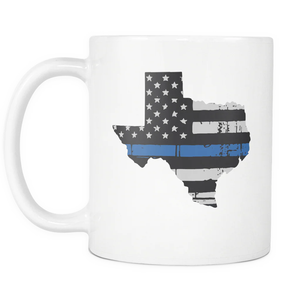 Texas Thin Blue Line American Flag - Mug - Image 2
