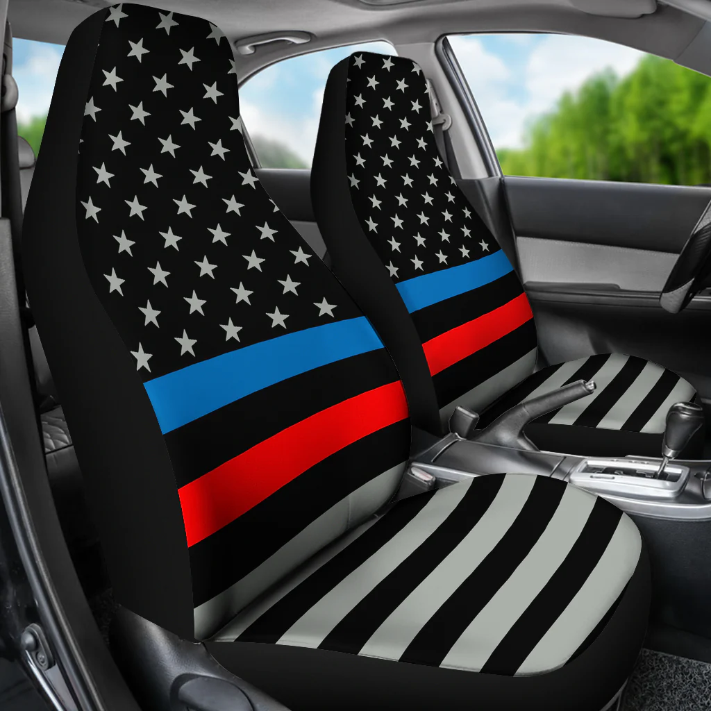 Thin Blue and Red Line Flag Car Seat Covers (Set of 2) - Image 3