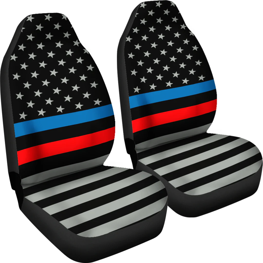 Thin Blue and Red Line Flag Car Seat Covers (Set of 2) - Image 4