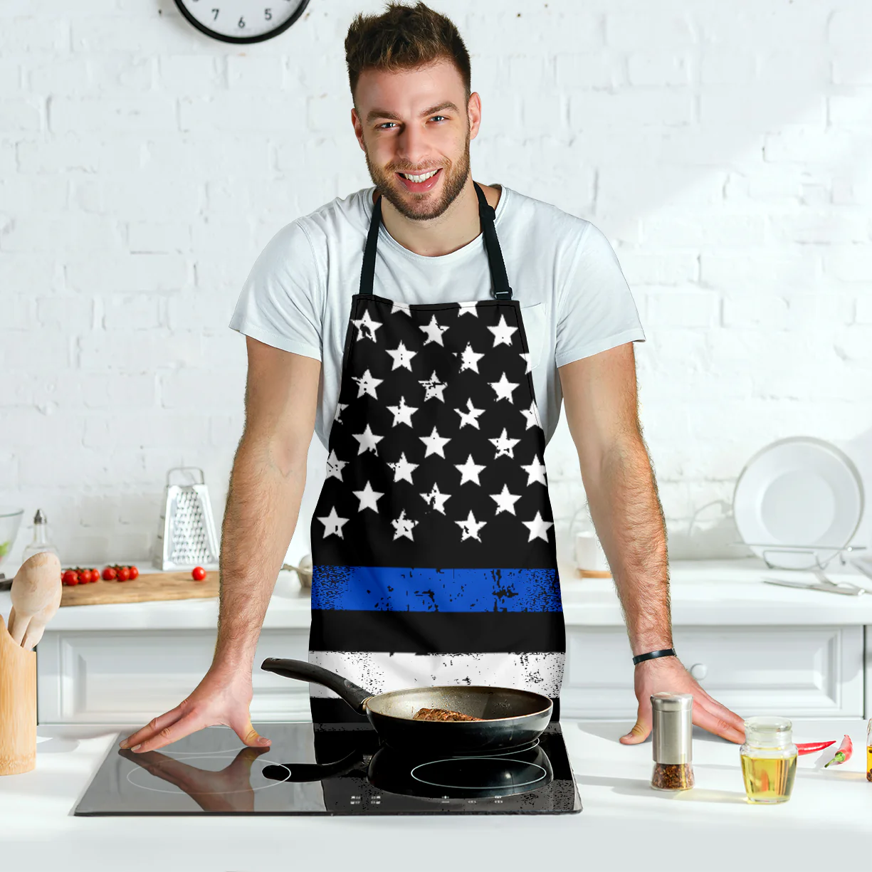 Thin Blue Line American Flag Apron - Image 2