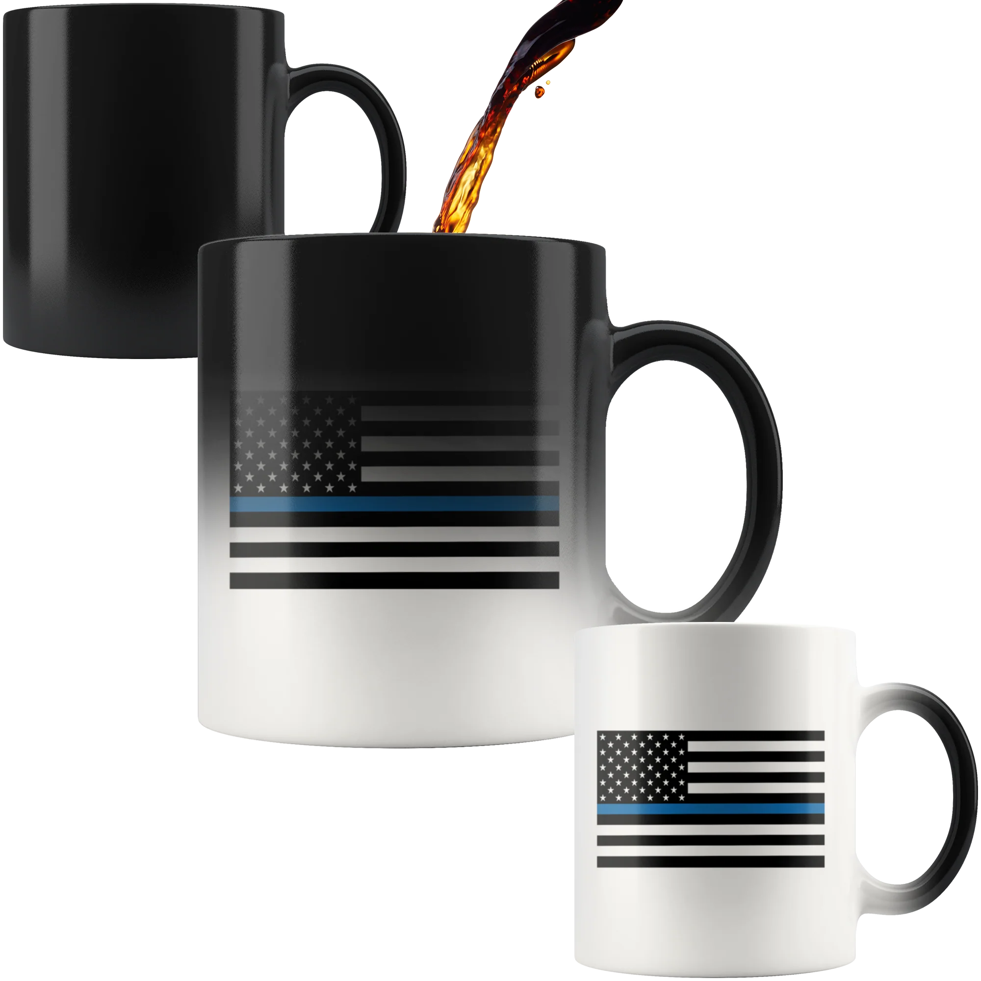 Thin Blue Line American Flag Color Changing Mug