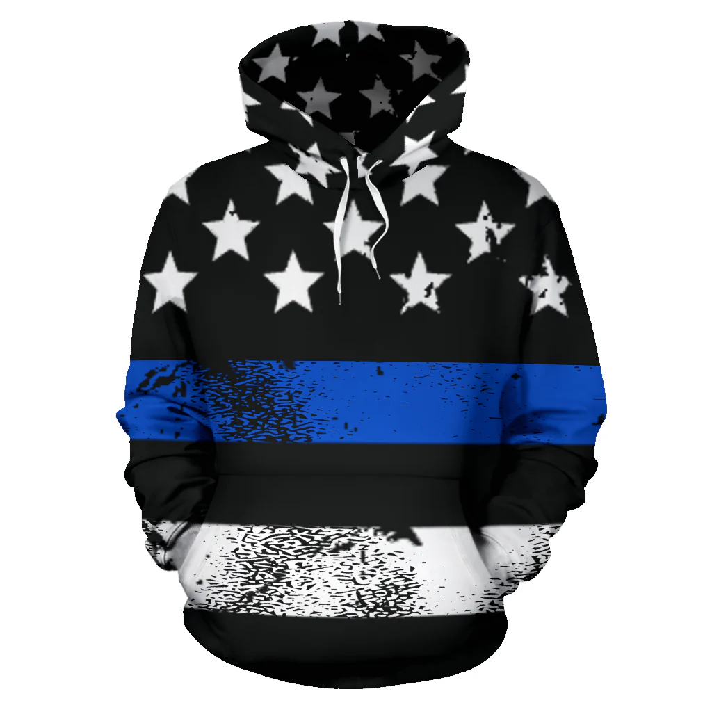 Thin Blue Line American Flag Hoodie