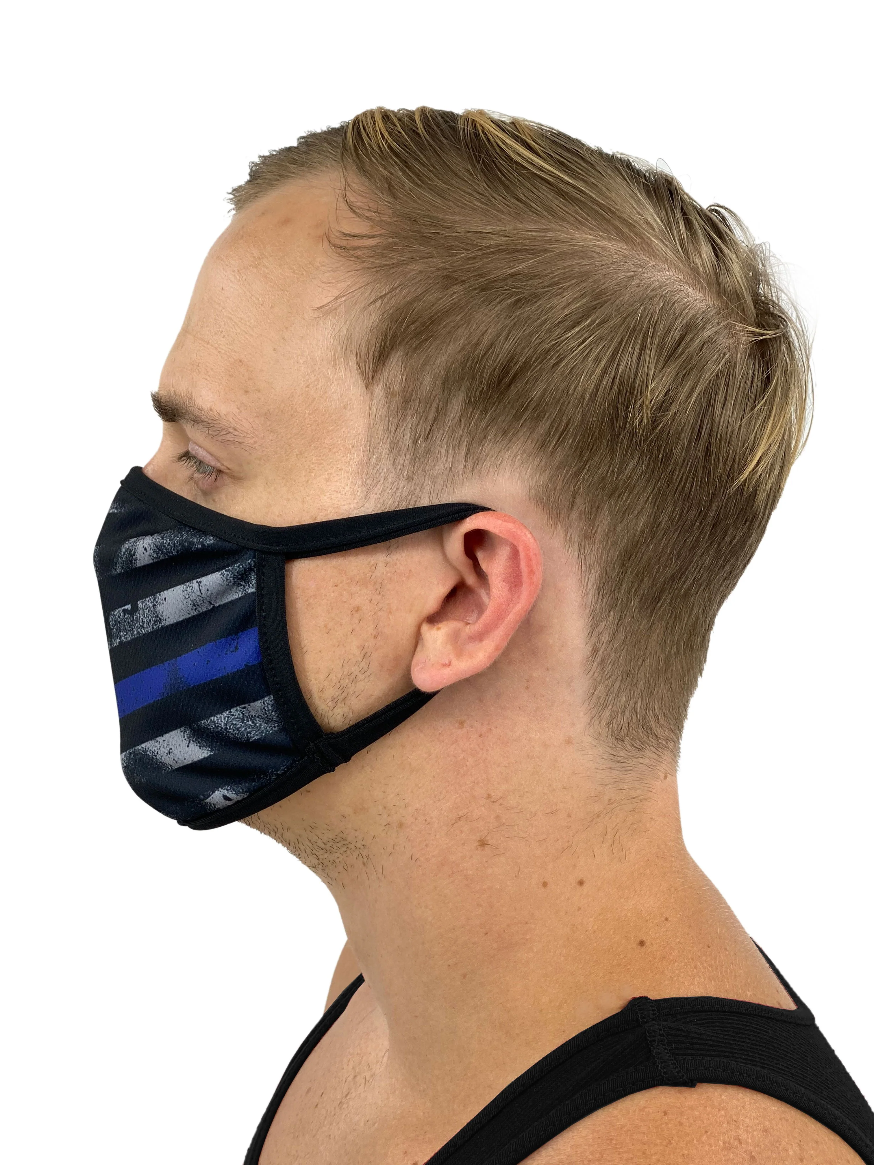 Thin Blue Line American Flag Mask with Filter Pocket - Image 4