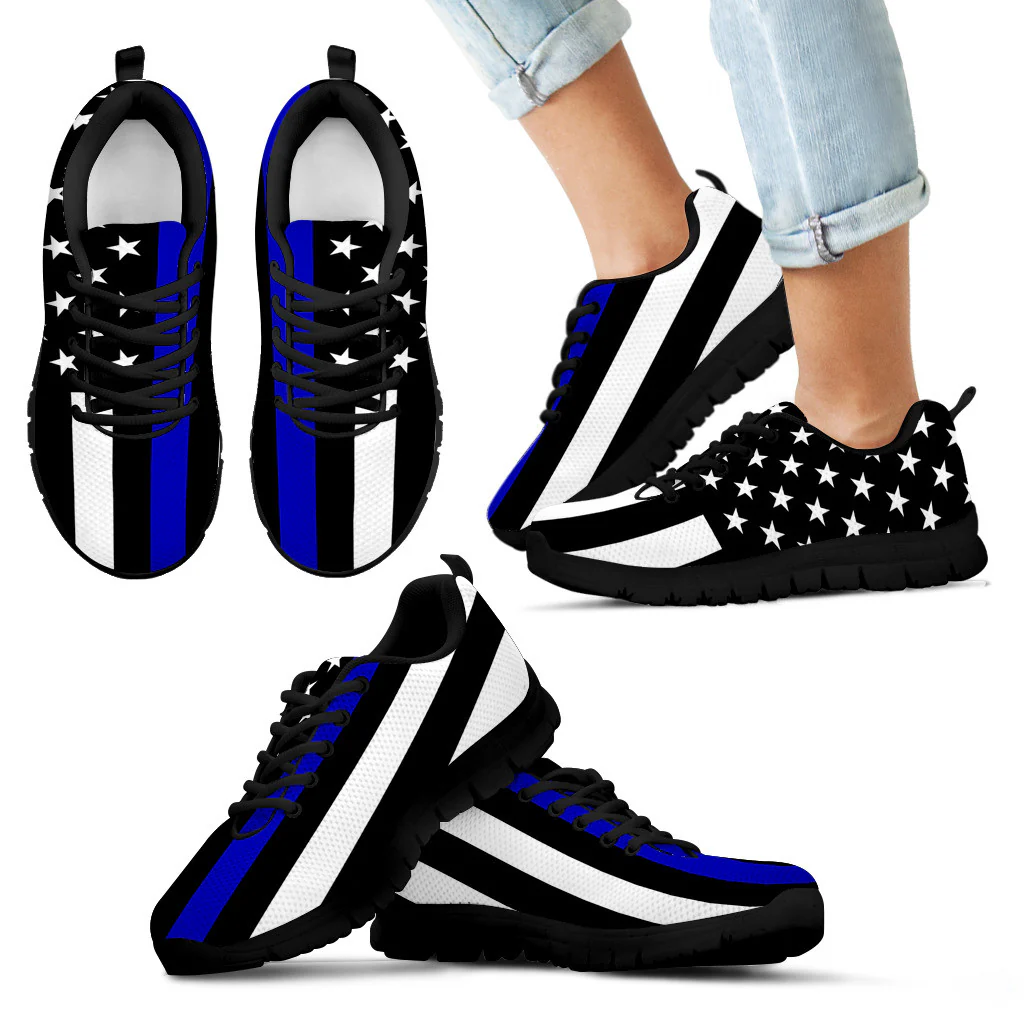 Thin Blue Line American Flag Men's Sneakers - Image 3
