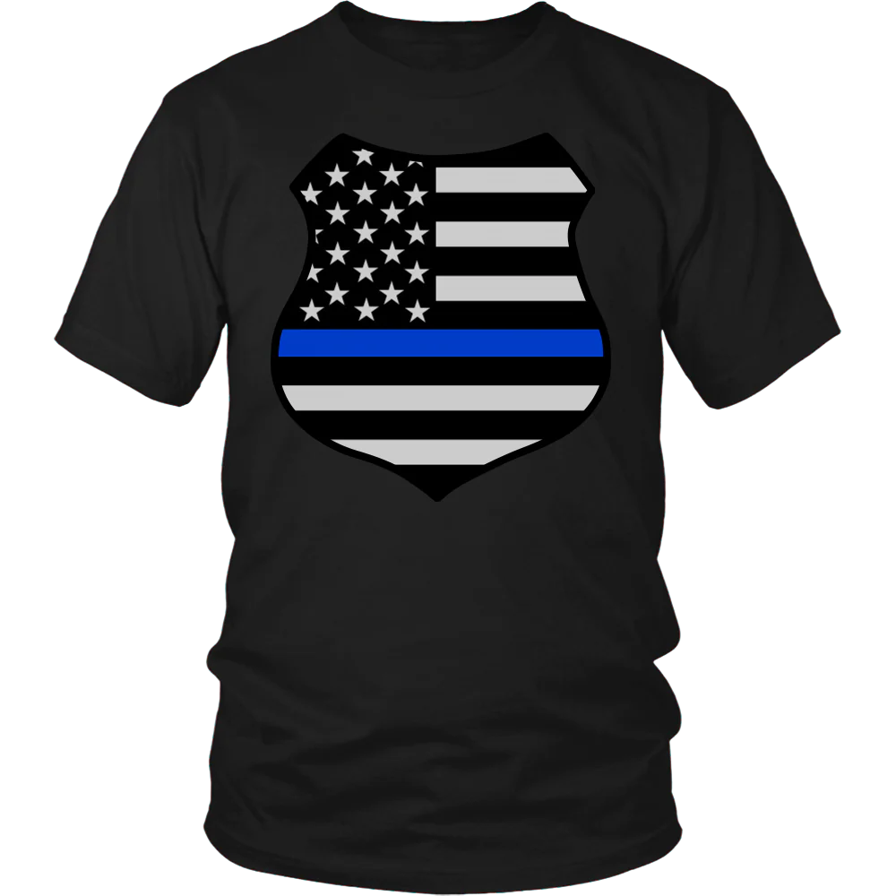 Thin Blue Line American Flag Shield Shirts and Hoodies - Image 2