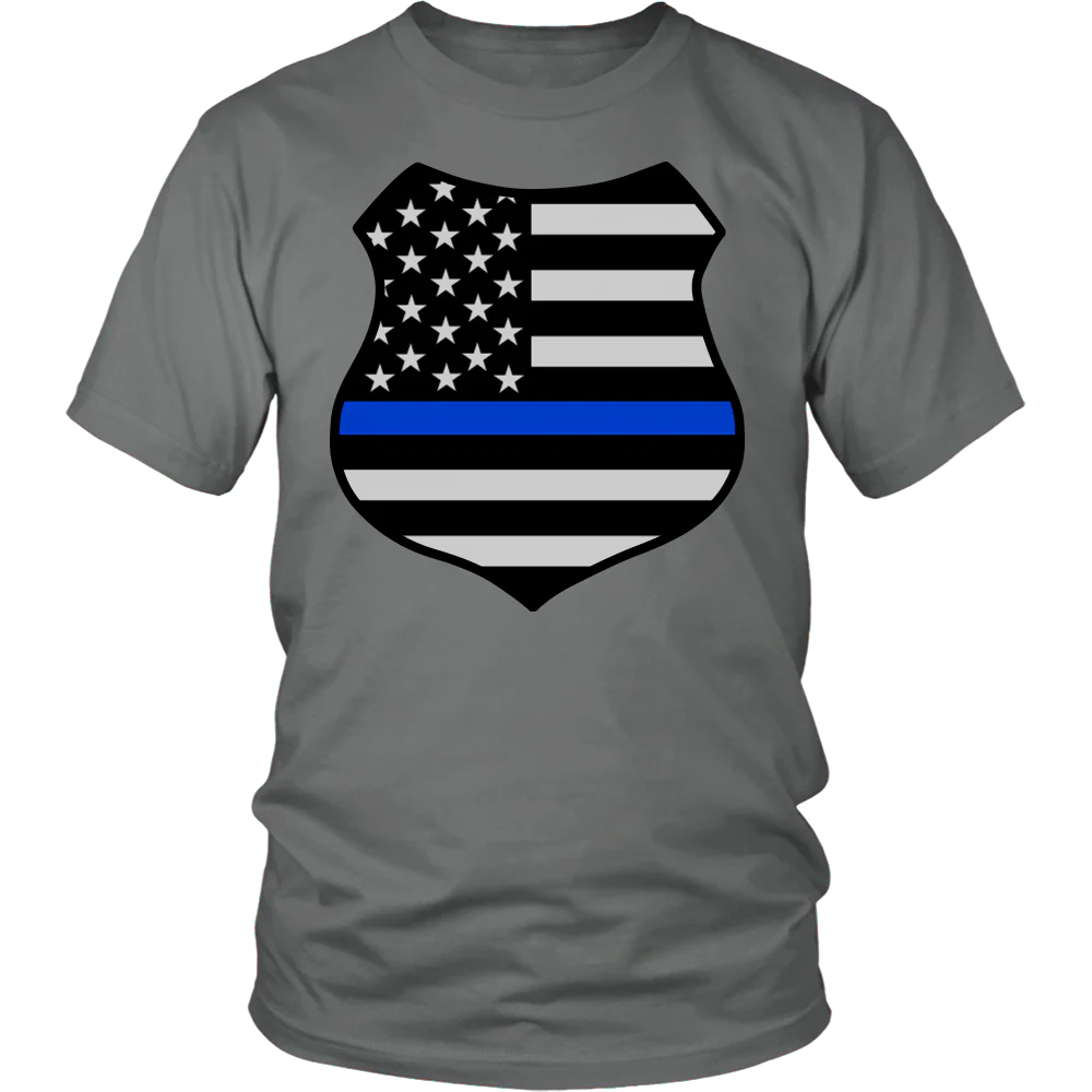 Thin Blue Line American Flag Shield Shirts and Hoodies - Image 3