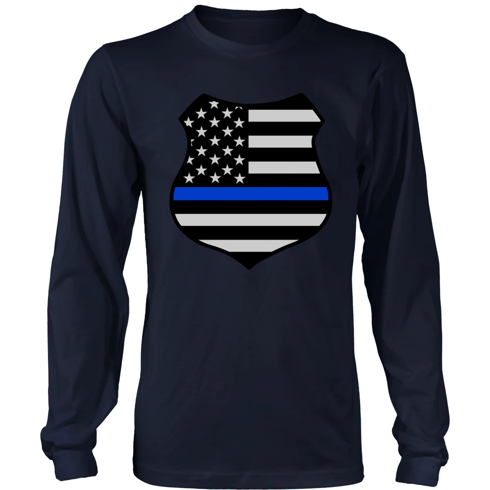 Thin Blue Line American Flag Shield Shirts and Hoodies - Image 4
