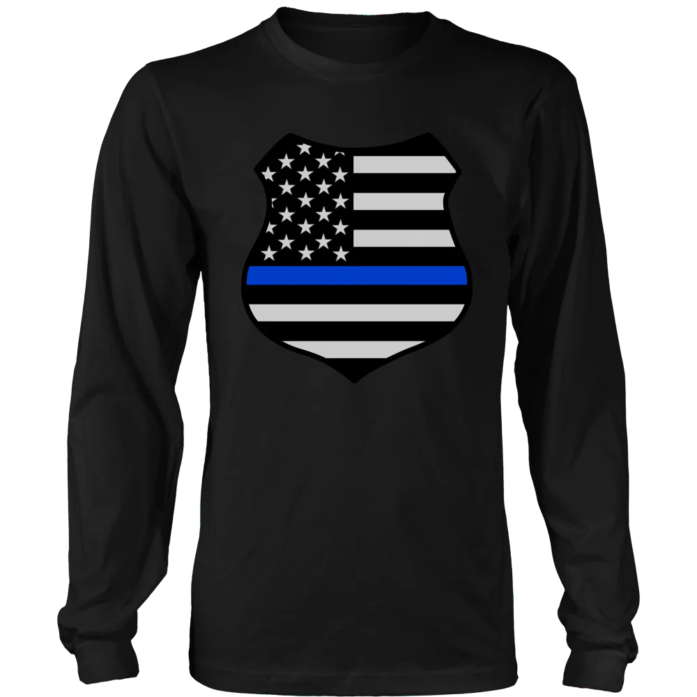 Thin Blue Line American Flag Shield Shirts and Hoodies - Image 5