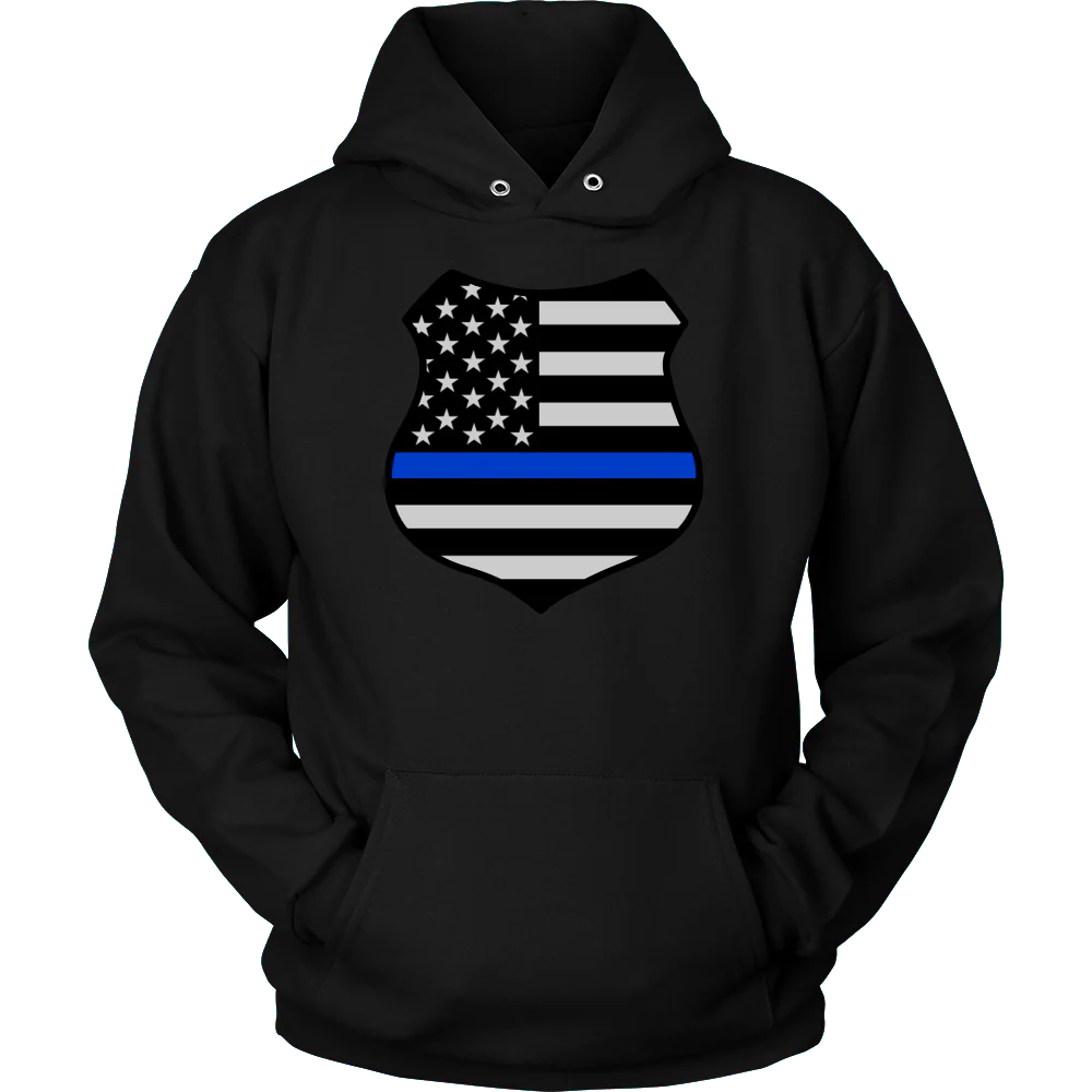 Thin Blue Line American Flag Shield Shirts and Hoodies - Image 7